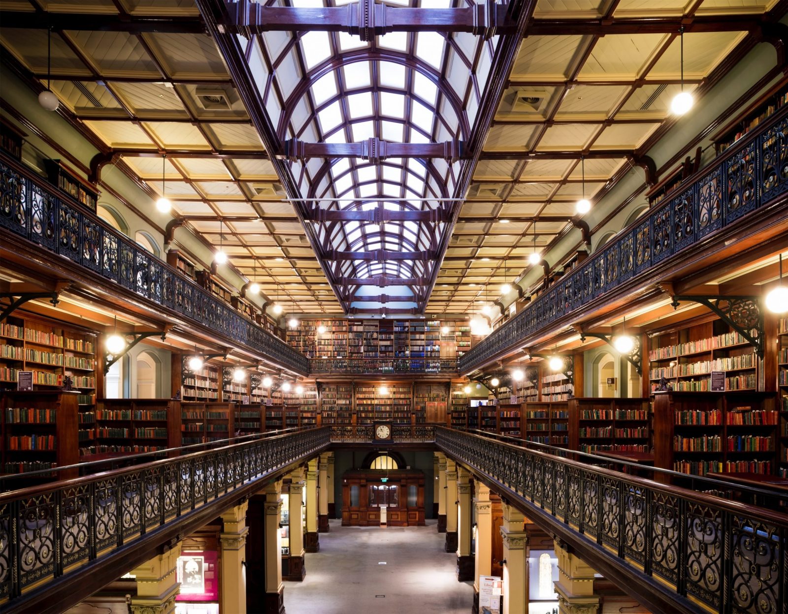 Shifted Panorama image of the second floor of Mortlock Chamber in Adelaide State Library, Australia.