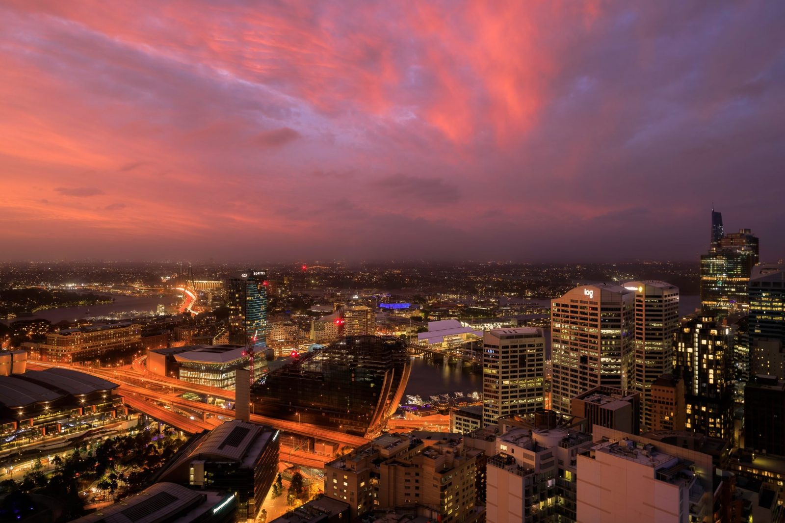 Darling Harbour, Sydney, taken with the Canon 5D4 outside the Balcony of Meriton Suites, Kent Street, Australia.